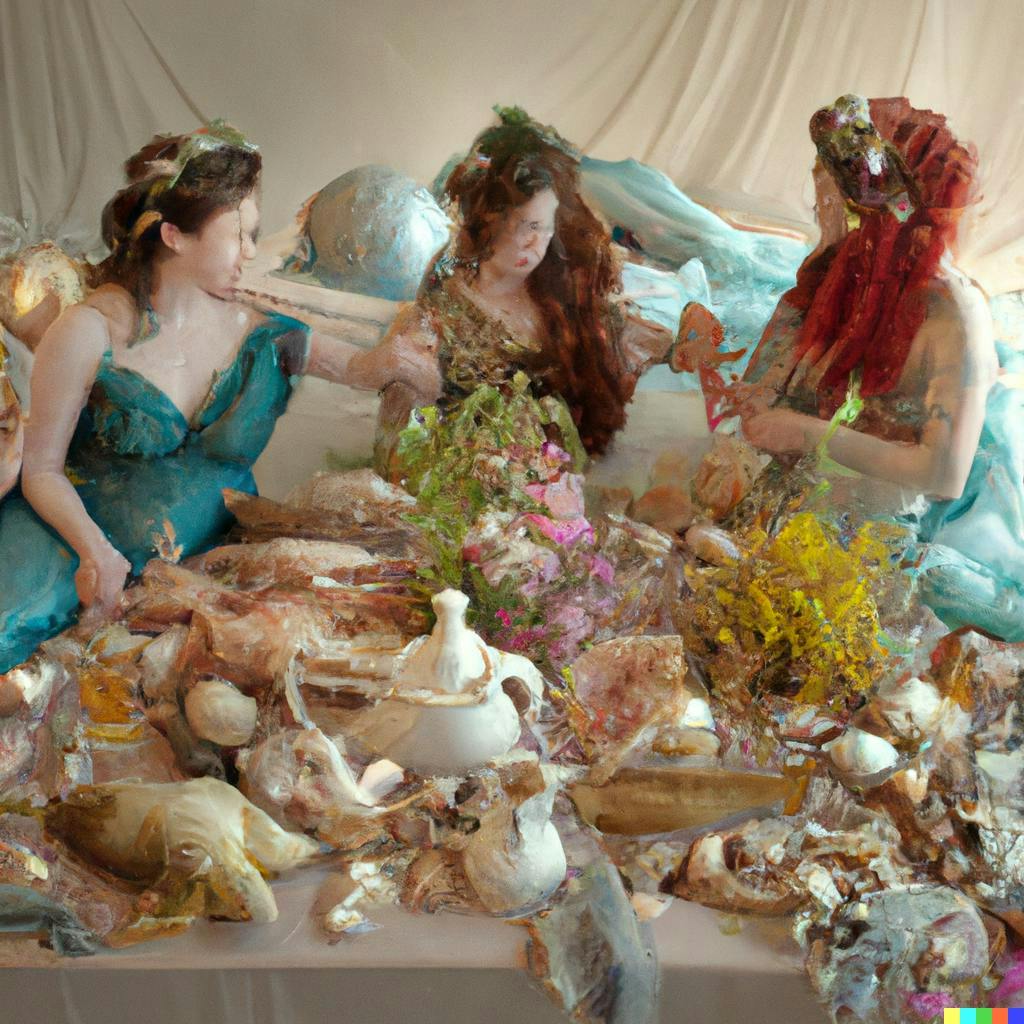 sarah-hoover-luscious-mermaid-birth-party-during-the-flemish-renaissance-with-pre-raphaelite-hair-in-the-style-of-tim-walker