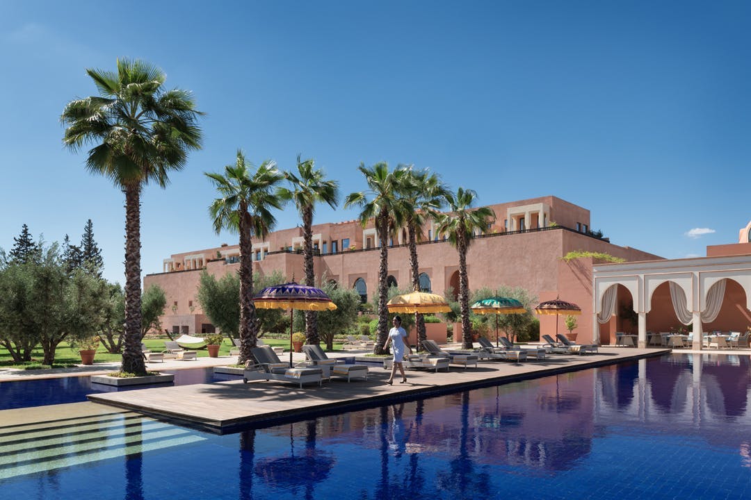 alan keohane morocco oberoi marrakech hotel building resort housing villa summer pool swimming pool tree person