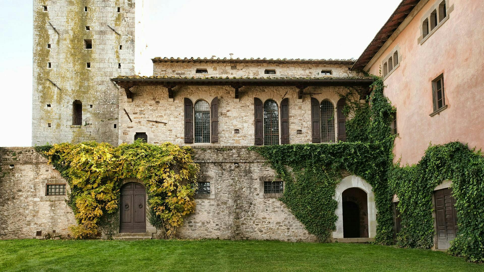 architecture building monastery fortress grass arch housing villa gothic arch ivy